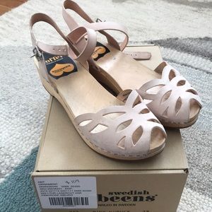 Swedish Hasbeen cutout strapping clogs.